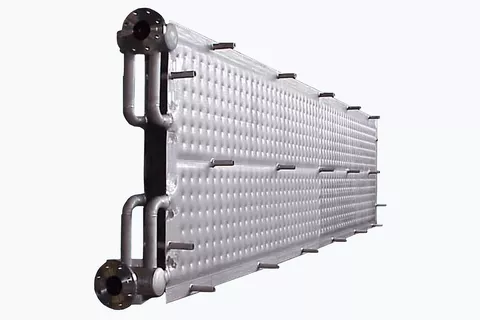 Single embossed pillow plate with TIG-edge welding